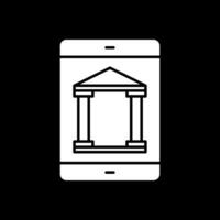 Invertiertes Symbol für mobile Banking-Glyphe vektor