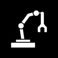 Roboter Arm Glyphe invertiert Symbol vektor