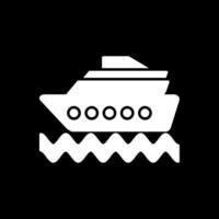 kryssning fartyg glyf omvänd ikon vektor