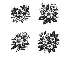 azalea blommor silhuett ikon grafisk logotyp design vektor