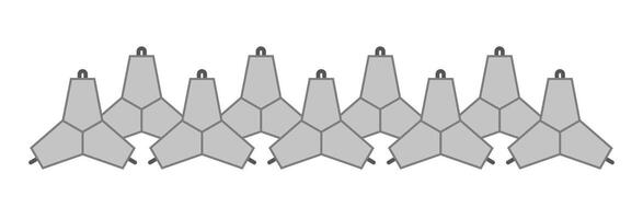 zwei Reihen von Beton Tetrapoden. Illustration isoliert auf Weiß Hintergrund. Konstruktionen zum Küsten Schutz. vektor