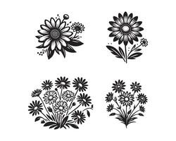 Gänseblümchen Blumen Silhouette Symbol Grafik Logo Design vektor