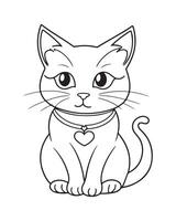 söt katt färg sidor, katt illustration, skön katt svart och vit vektor