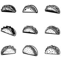 taco tid extravaganza aptitlig silhuetter för din projekt vektor