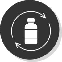 flaska återvinning glyf grå cirkel ikon vektor