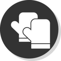 kök handskar glyf grå cirkel ikon vektor