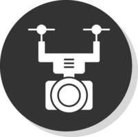kamera Drönare glyf grå cirkel ikon vektor