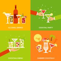 Alkohol Cocktails Icons Flat vektor