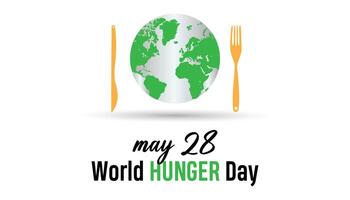 värld hunger dag observerats varje år i Maj 28. mall för bakgrund, baner, kort, affisch med text inskrift. vektor