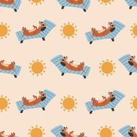 Dackel Hund Sonnenbaden nahtlos Muster vektor