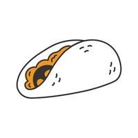 Taco Mexikaner Essen Gekritzel Illustration vektor