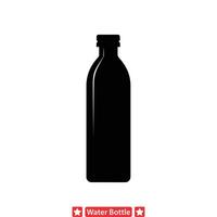 löschen Ihre Durst glatt und stilvoll Wasser Flasche Silhouetten zum modern Designs vektor