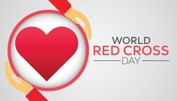 Welt rot Kreuz Tag beobachtete jeder Jahr im dürfen. Vorlage zum Hintergrund, Banner, Karte, Poster mit Text Inschrift. vektor