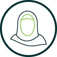 hijab linje cirkel ikon vektor