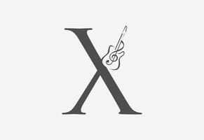 Musik- Symbol mit letztere x Logo Design kreativ Konzept vektor