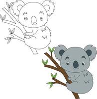 koala ClipArt uppsättning. tecknad serie vild djur ClipArt uppsättning för älskande av vilda djur och växter vektor