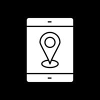 Handy, Mobiltelefon Geographisches Positionierungs System Glyphe invertiert Symbol vektor