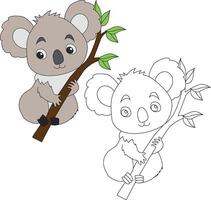 koala ClipArt uppsättning. tecknad serie vild djur ClipArt uppsättning för älskande av vilda djur och växter vektor