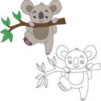 koala ClipArt uppsättning. tecknad serie vild djur ClipArt uppsättning för älskande av vilda djur och växter vektor