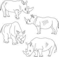 Nashorn Clip Art Satz. Karikatur wild Tiere Clip Art einstellen zum Liebhaber von Tierwelt vektor