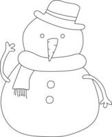 Gliederung Schneemann Clip Art zum Liebhaber von Winter Jahreszeit. diese Winter Thema Schneemann Anzüge Weihnachten Feier vektor