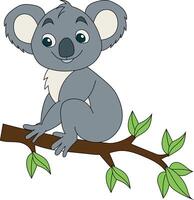 färgrik koala ClipArt. klotter djur ClipArt. tecknad serie vild djur ClipArt för älskande av vilda djur och växter vektor