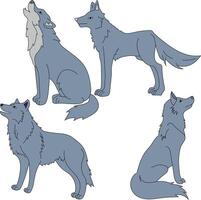 Wolf Clip Art Satz. Karikatur wild Tiere Clip Art einstellen zum Liebhaber von Tierwelt vektor