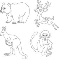 Gliederung Tiere Clip Art Satz. Karikatur wild Tiere Clip Art einstellen zum Liebhaber von Tierwelt vektor