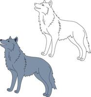 Wolf Clip Art Satz. Karikatur wild Tiere Clip Art einstellen zum Liebhaber von Tierwelt vektor