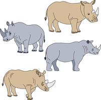 Nashorn Clip Art Satz. Karikatur wild Tiere Clip Art einstellen zum Liebhaber von Tierwelt vektor