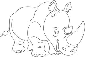 översikt noshörning ClipArt. klotter djur ClipArt. tecknad serie vild djur ClipArt för älskande av vilda djur och växter vektor