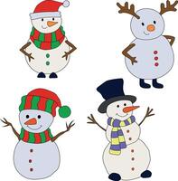 bunt Schneemann Clip Art Sammlung zum Liebhaber von Winter Jahreszeit. diese Winter Thema Schneemann Anzüge Weihnachten Feier vektor