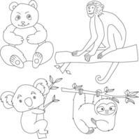 Gliederung Tiere Clip Art Satz. Karikatur wild Tiere Clip Art einstellen zum Liebhaber von Tierwelt vektor
