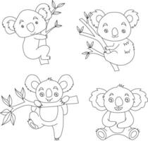 koala ClipArt uppsättning. tecknad serie vild djur ClipArt uppsättning för älskande av vilda djur och växter vektor