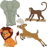 bunt Tiere Clip Art Satz. Karikatur wild Tiere Clip Art einstellen zum Liebhaber von Tierwelt vektor