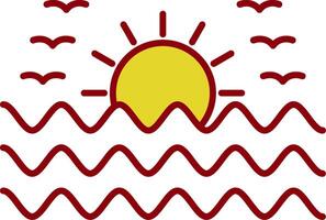 Sonnenuntergangslinie zweifarbiges Symbol vektor