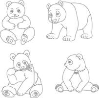panda ClipArt uppsättning. tecknad serie vild djur ClipArt uppsättning för älskande av vilda djur och växter vektor