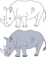 Nashorn Clip Art Satz. Karikatur wild Tiere Clip Art einstellen zum Liebhaber von Tierwelt vektor