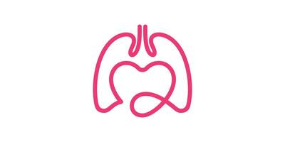 Kombination von kreativ Lunge Logo Designs mit das Formen von Liebe, Feuerstelle, Pflege, Gesundheit, medizinisch, Logo Design Vorlagen, Symbole, Symbole, S, kreativ Ideen. vektor
