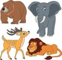 bunt Tiere Clip Art Satz. Karikatur wild Tiere Clip Art einstellen zum Liebhaber von Tierwelt vektor
