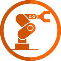 industriell robot glyf orange cirkel ikon vektor