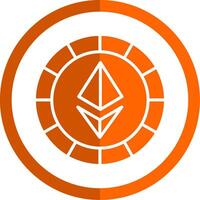 ethereum mynt glyf orange cirkel ikon vektor