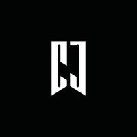 cj -logotypmonogram med emblemstil isolerad på svart bakgrund vektor