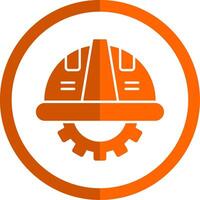 Sicherheit Helm Glyphe Orange Kreis Symbol vektor