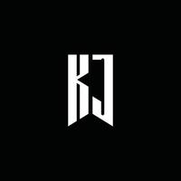 kj-Logo-Monogramm mit Emblem-Stil auf schwarzem Hintergrund isoliert vektor