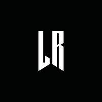 lr -logotypmonogram med emblemstil isolerad på svart bakgrund vektor