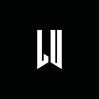 lu-Logo-Monogramm mit Emblem-Stil auf schwarzem Hintergrund isoliert vektor