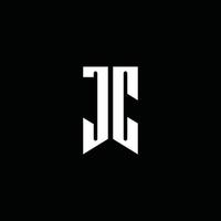 jc logo monogram med emblem stil isolerad på svart bakgrund vektor