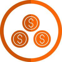 dollar mynt glyf orange cirkel ikon vektor