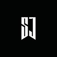 sj logo monogram med emblem stil isolerad på svart bakgrund vektor